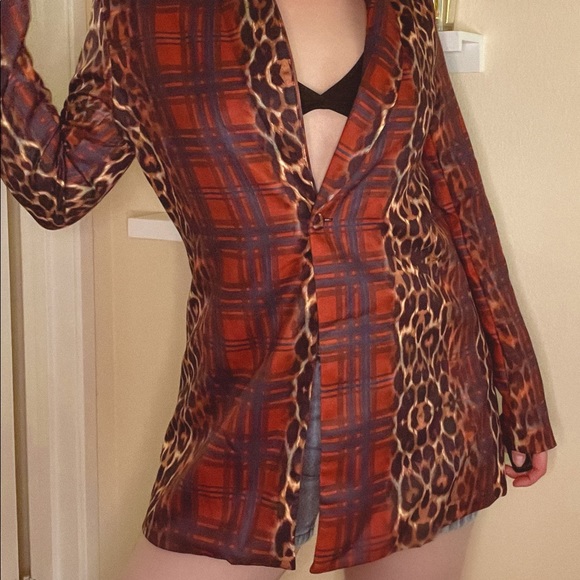 Chic Mixed Print Blazer - Picture 4 of 4
